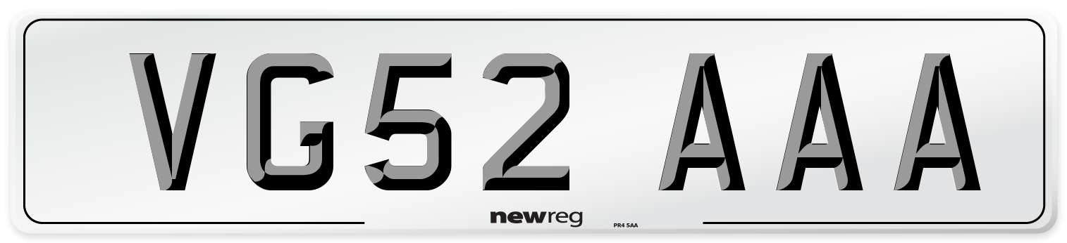 VG52 AAA Number Plate from New Reg